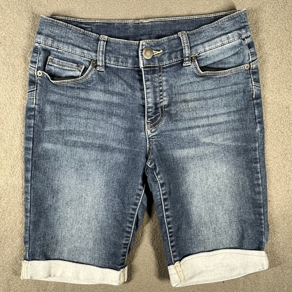 Juicy Couture Denim Bermuda Shorts Cuffed Hem Dark Wash Women's Size 2